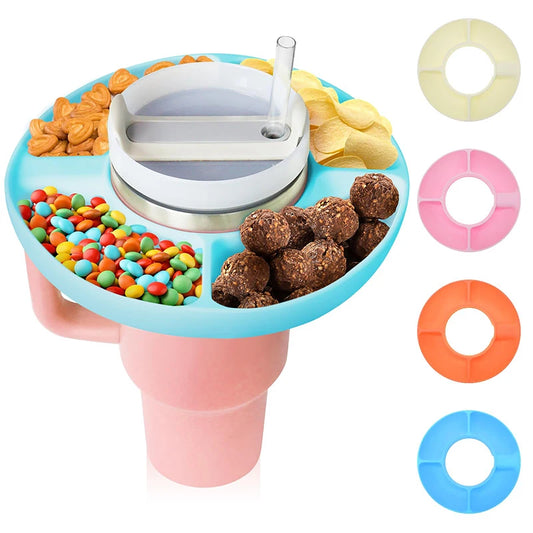 Snack Bowl for Stanley -Plate 4 Compartment Snack Drink Cup Bowl Reusable Outdoor