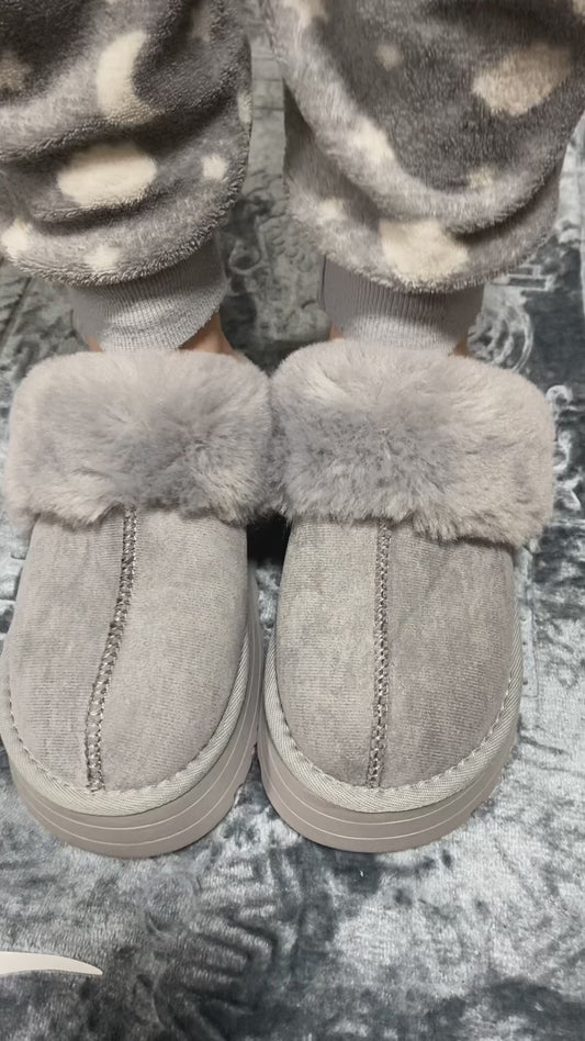 Warm Platform Shoes - 2024 Winter New Fashion Thick Fur Slippers Sandals Slides